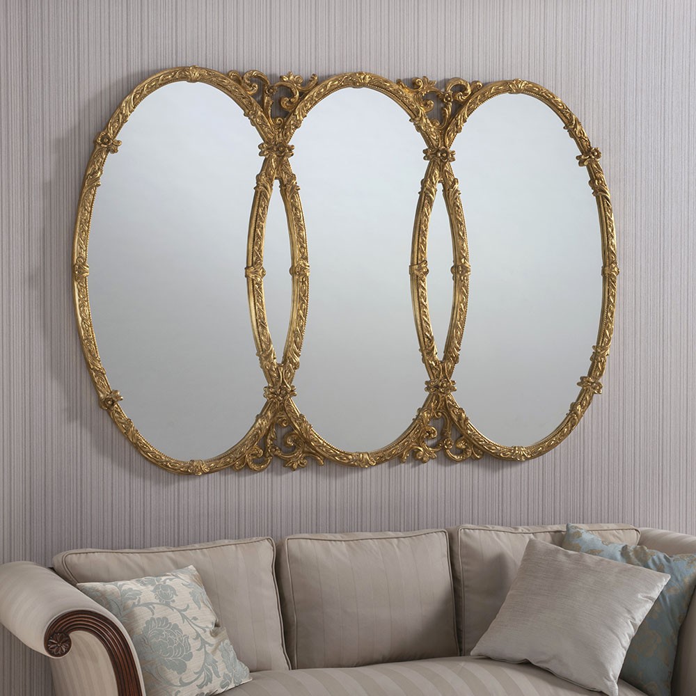 Ornate Trio Oval Wall Mirror Yg240, Ornate Gold Mirrors Uk